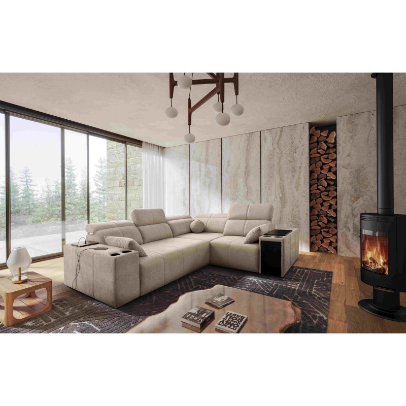 Milano II corner sofa with sleeping function – Woven, Verita 09 Verita 09