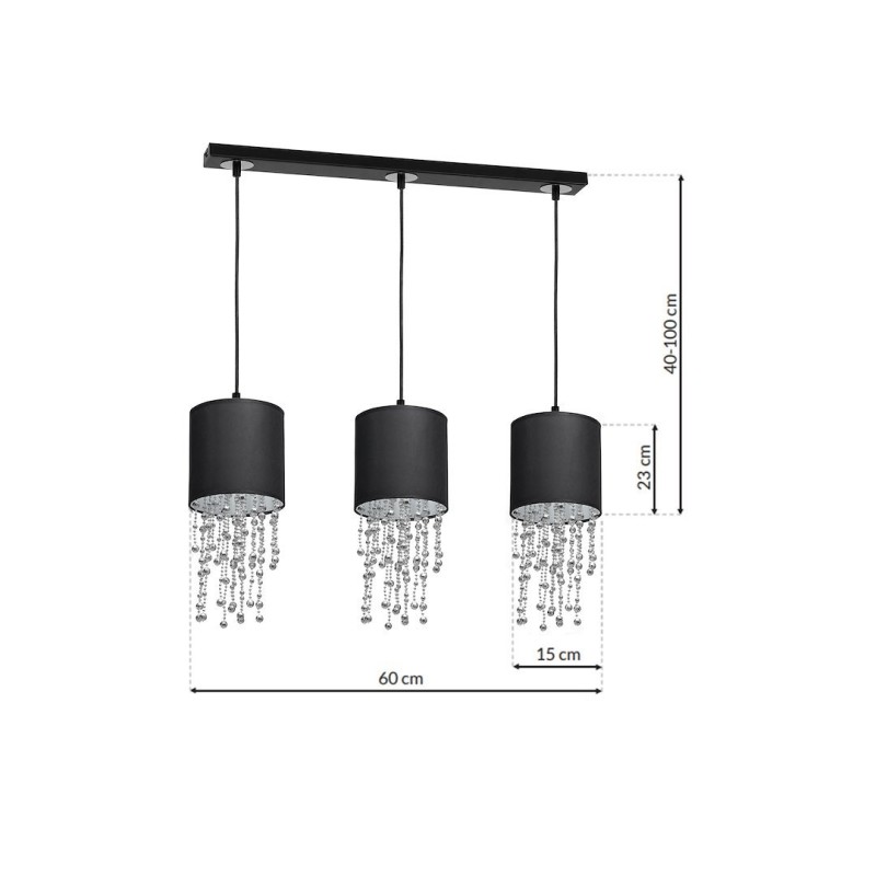 ALMERIA BLACK/CHROME Pendant Lamp 3xE27