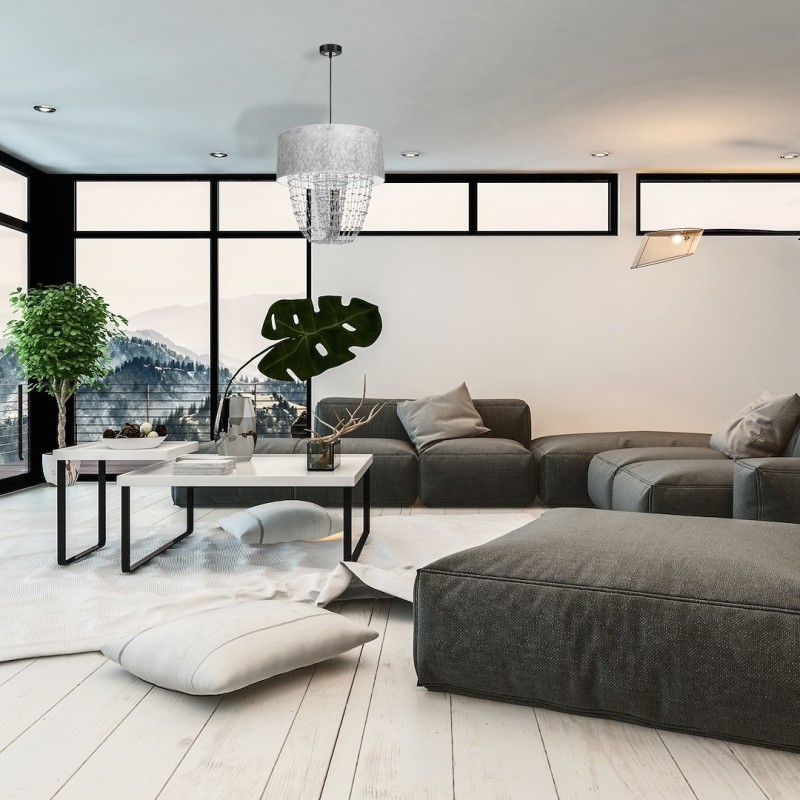 Lampa wisząca ALMERIA SILVER/BLACK 1xE27