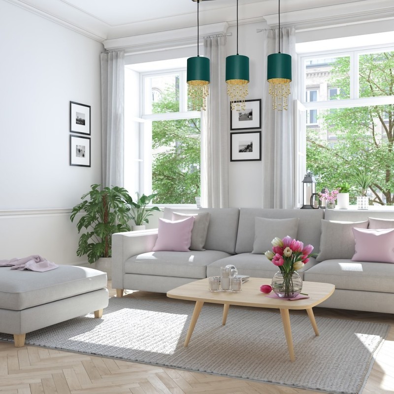 ALMERIA GREEN/GOLD Pendant Lamp 3xE27