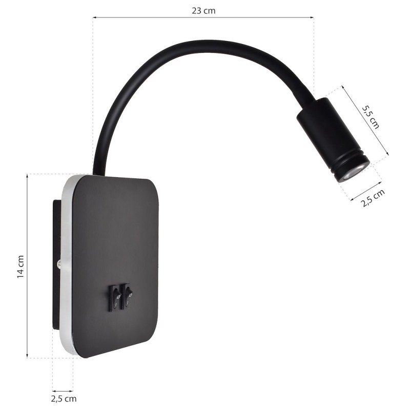 Нічна лампа BASE 8W+2W ЧОРНА