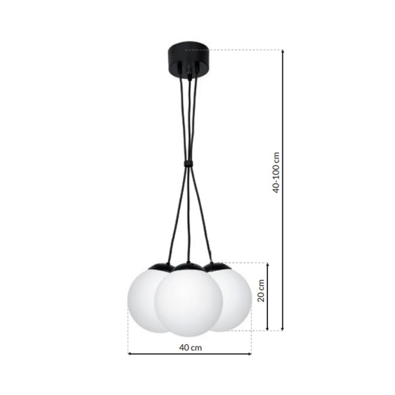 LIMA BLACK Hanging Lamp 3xE14
