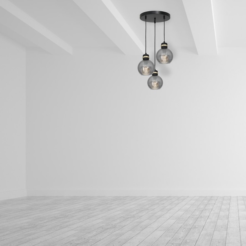 Lámpara colgante OMEGA BLACK/GOLD 3xE27