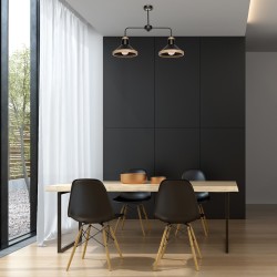 Deckenleuchte SALMA BLACK / WOOD 2xE27