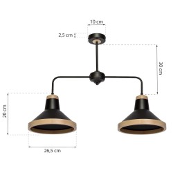 SALMA BLACK / WOOD Ceiling Lamp 2xE27