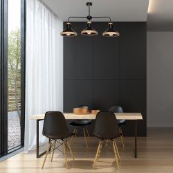 Deckenleuchte SALMA SCHWARZ / HOLZ 3xE27