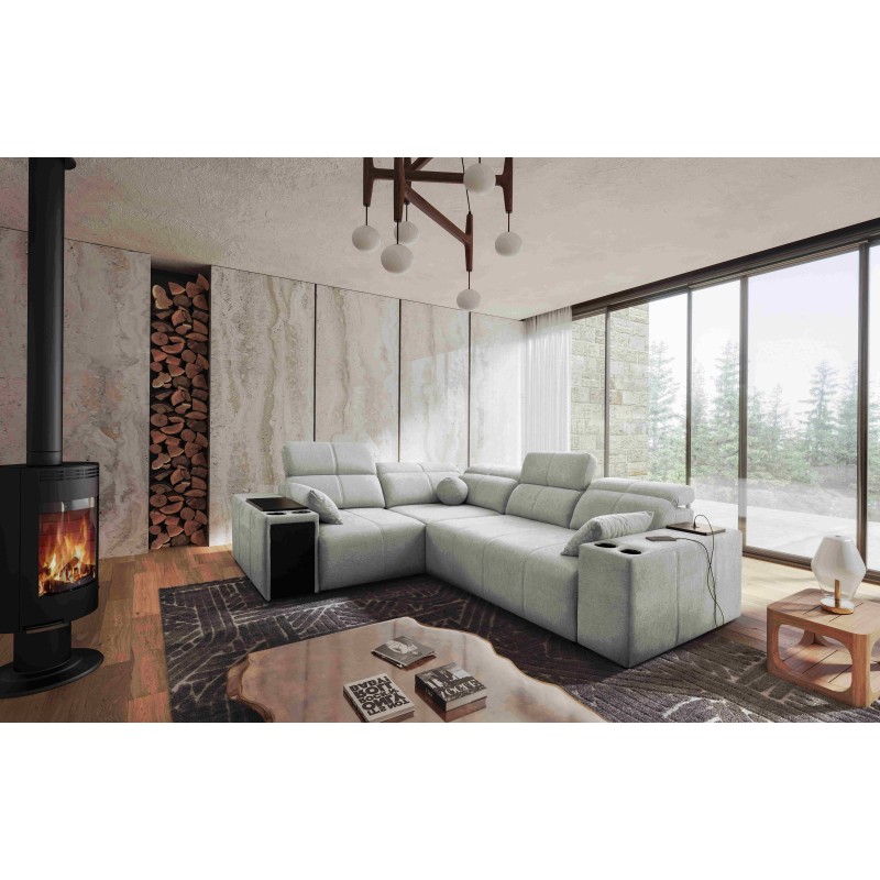 Milano II corner sofa with sleeping function – Woven Fabric, Verita 80 Verita 09