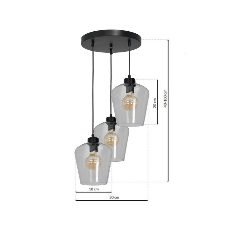 SANTIAGO CLEAR hanging lamp 3xE27