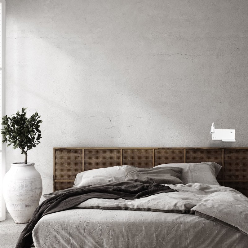 Nachttischlampe mit Regal Shelf Led 4W+5W+2W links Weiß