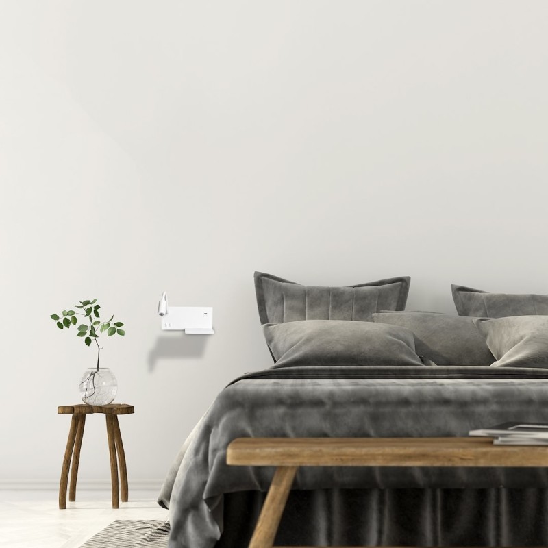 Lampa nocna z półką Shelf Led 4W+5W+2W lewa Biały