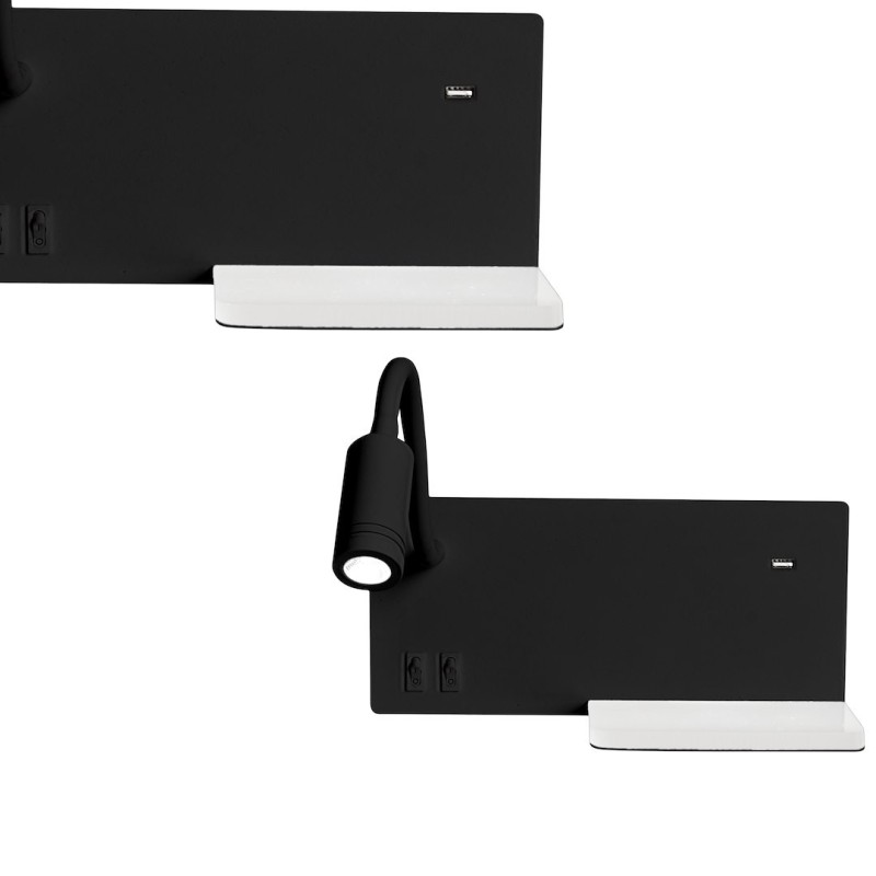 Nachttischlampe mit Regal SHELF BLACK LED 4W+5W+2W