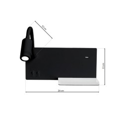 Nachttischlampe mit Regal SHELF BLACK LED 4W+5W+2W