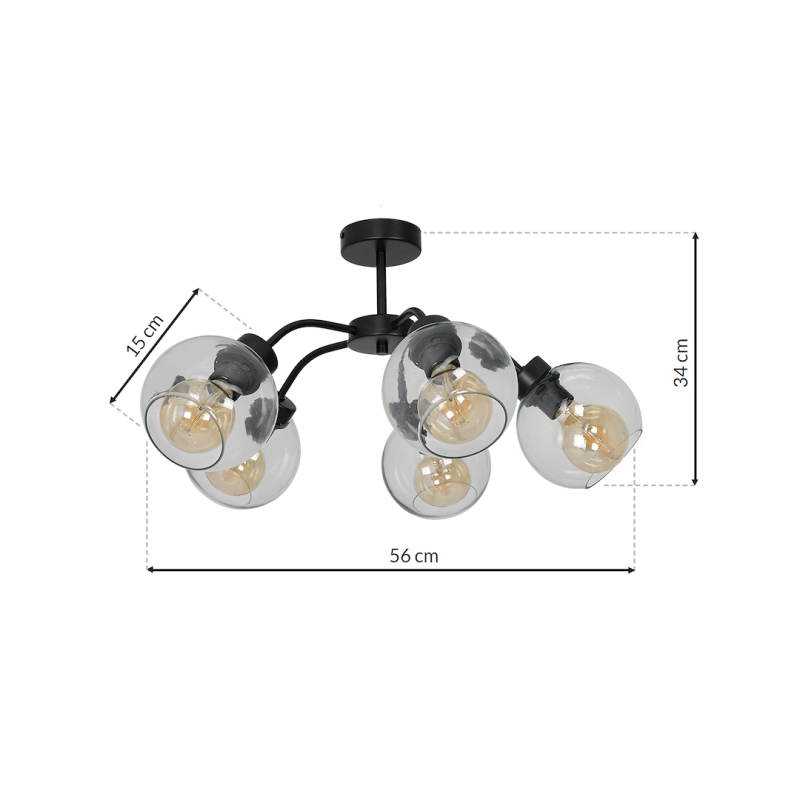 SOFIA CLEAR ceiling lamp 5xE27