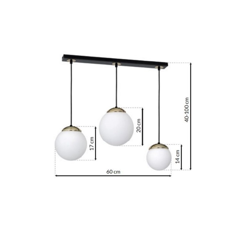 SPARTA BLACK / GOLD Pendant Lamp 3xE14