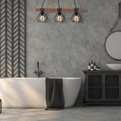 Lámpara colgante ULF BLACK/WOOD 3xE27