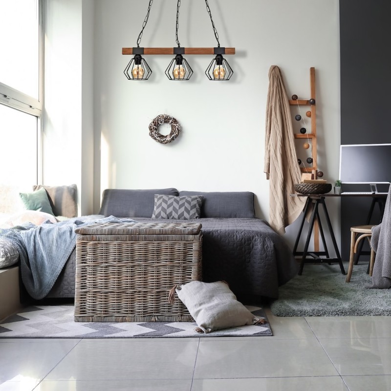 ULF BLACK/WOOD Pendant Lamp 3xE27