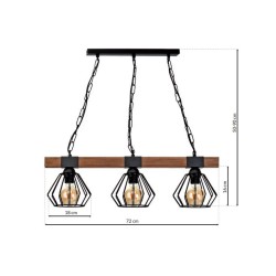 ULF BLACK/WOOD Pendant Lamp 3xE27