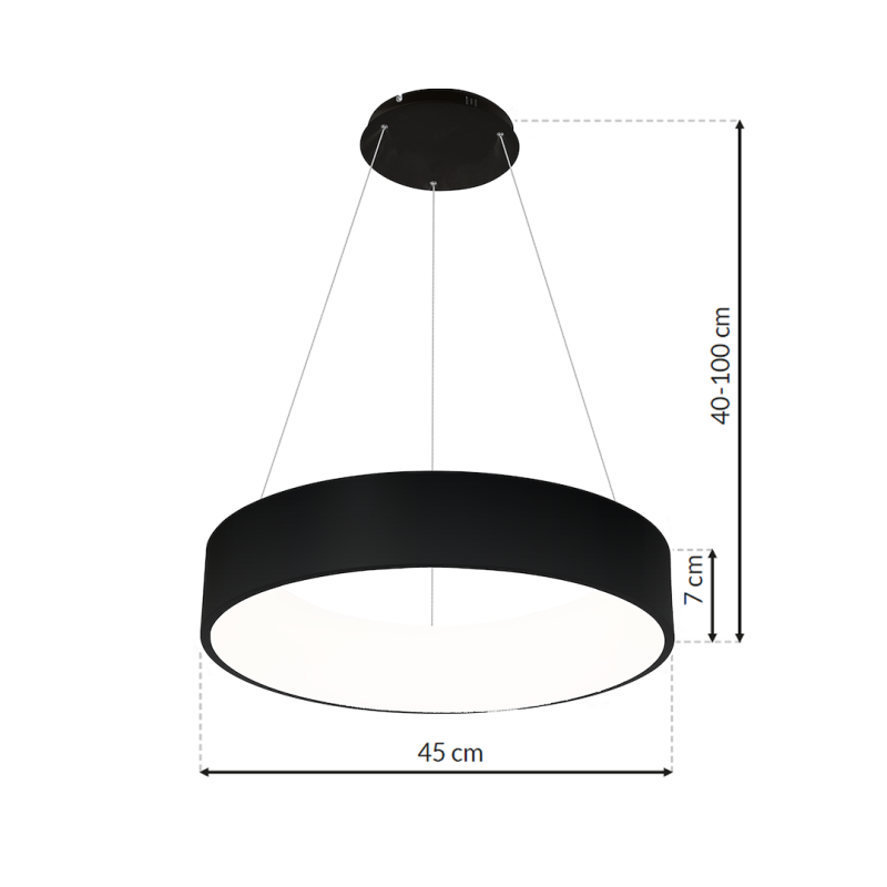 OHIO BLACK Pendant Lamp 40W LED 3000K-4000K