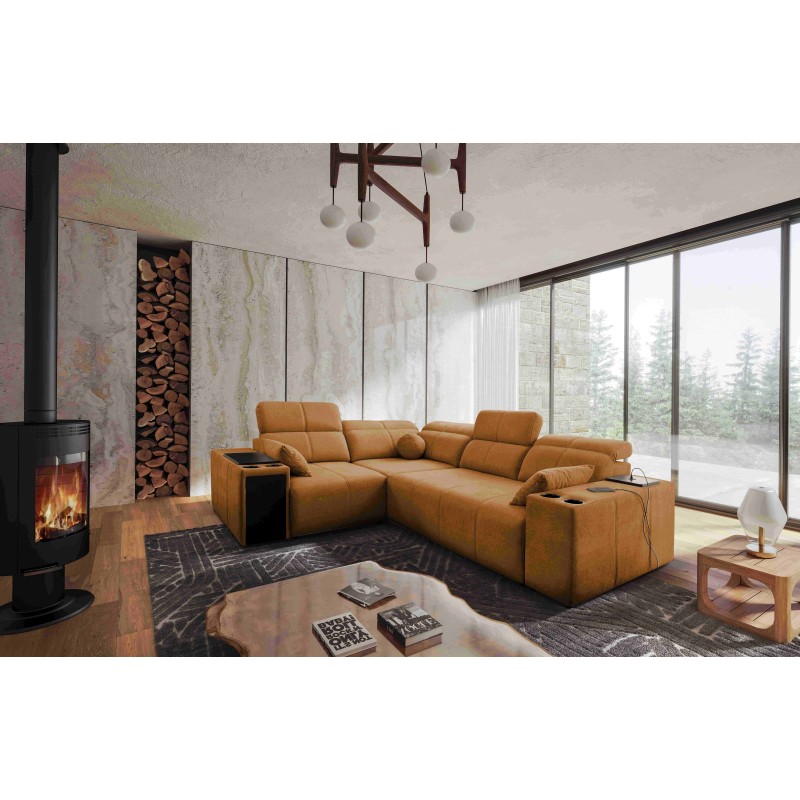 Milano II Corner Sofa with Sleeping Function – Woven Fabric, Verita 54 Verita 09