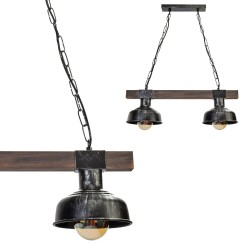 FARO BLACK/WOOD hanging lamp 2xE27
