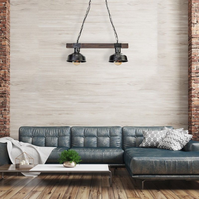 Підвісна лампа FARO BLACK/WOOD 2xE27