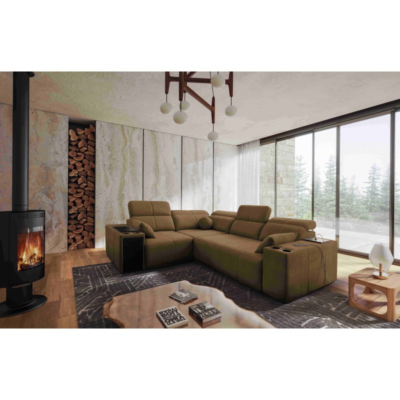 Milano II Corner Sofa with Sleeping Function – Woven Fabric, Verita 28 Verita 09