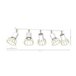 Deckenlampe Dante 5x Mini GU10 Weiß / Gold