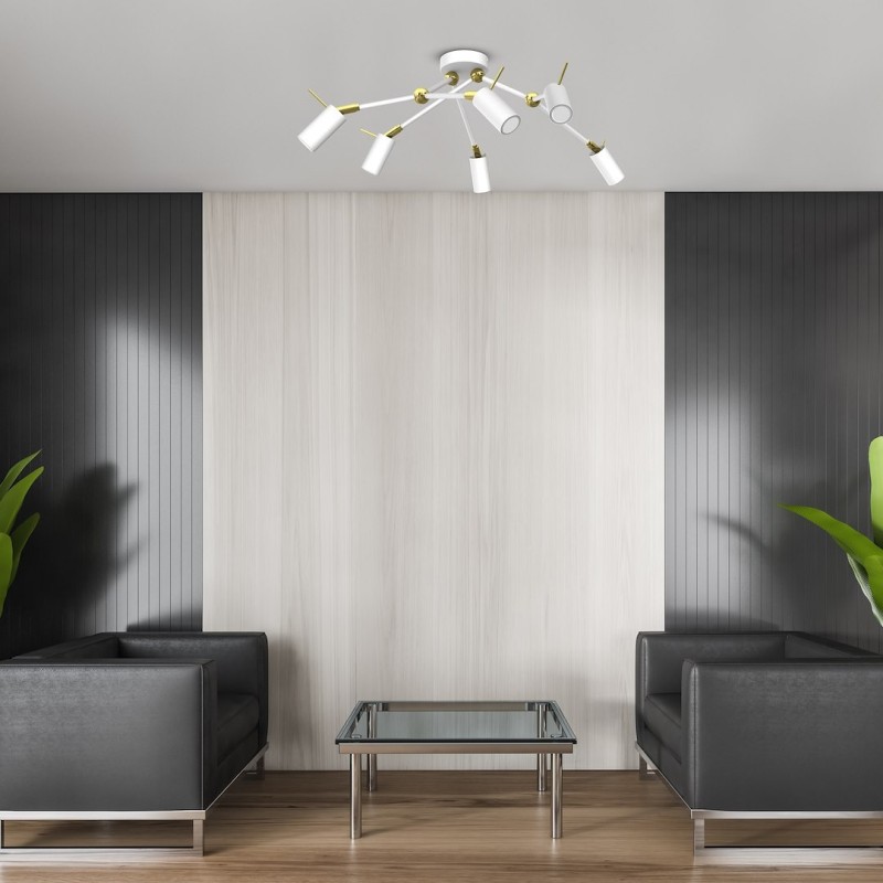 Lampa sufitowa Iris 6x mini GU10 Biały/Złoty