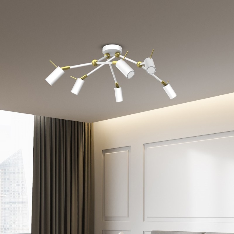 Ceiling lamp Iris 6x mini GU10 White/Gold