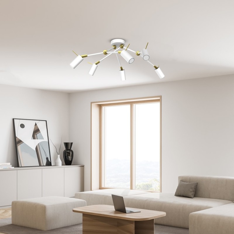 Deckenlampe Iris 6x mini GU10 Weiß/Gold