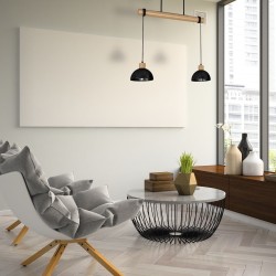 Lámpara colgante ERIK Negro/Madera 2xE27