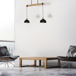 Підвісна лампа ERIK Black/Wood 2xE27
