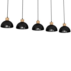 ERIK Black/Wood Pendant Lamp 5xE27