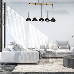 ERIK Black/Wood Pendant Lamp 5xE27