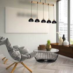 Підвісна лампа ERIK Black/Wood 5xE27