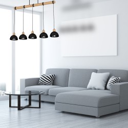 ERIK Black/Wood Pendant Lamp 5xE27