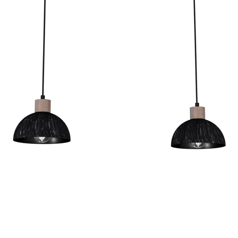 ERIK Hanging Lamp Sawn Black/Patinated Wood 2XE27