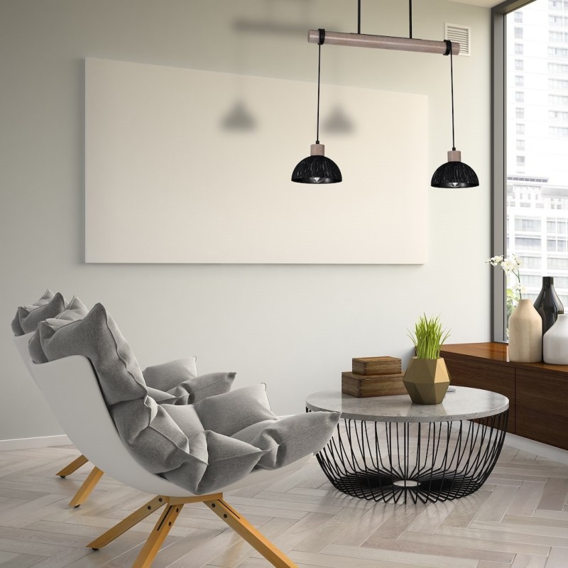 Lampa wisząca ERIK Sawn black/Patinated wood 2XE27