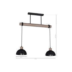 Підвісна лампа ERIK Sawn black/Patinated wood 2XE27