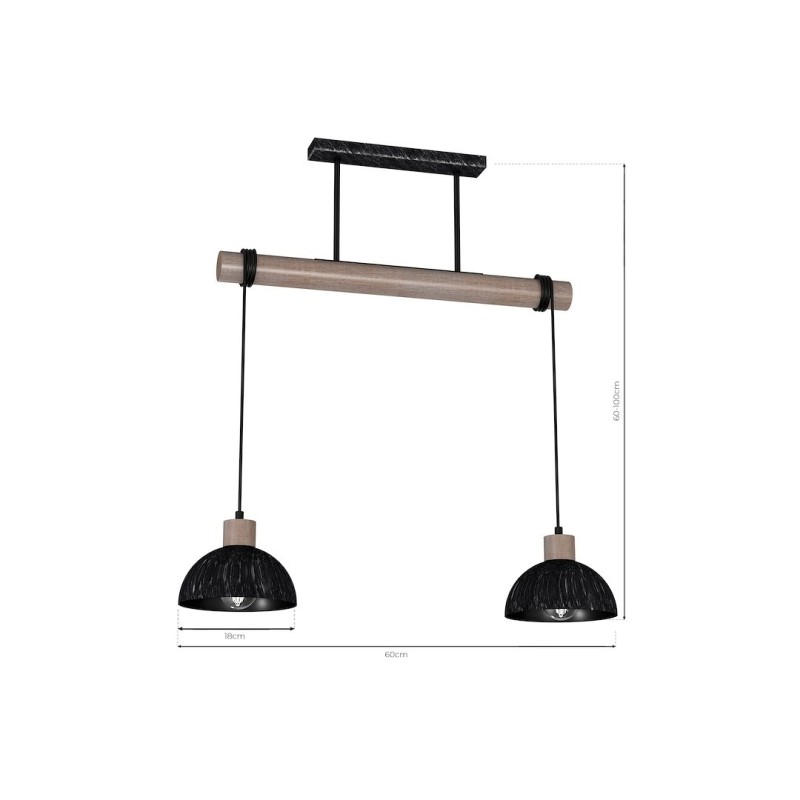 Підвісна лампа ERIK Sawn black/Patinated wood 2XE27