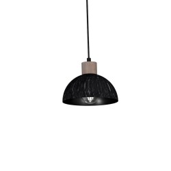 ERIK Hanging Lamp Sawn Black/Patinated Wood 3XE27