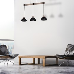 ERIK Hanging Lamp Sawn Black/Patinated Wood 3XE27
