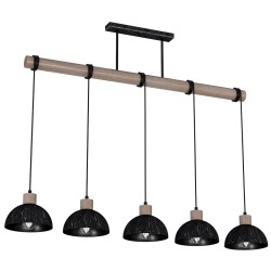 ERIK Hanging Lamp Sawn Black/Patinated Wood 5XE27