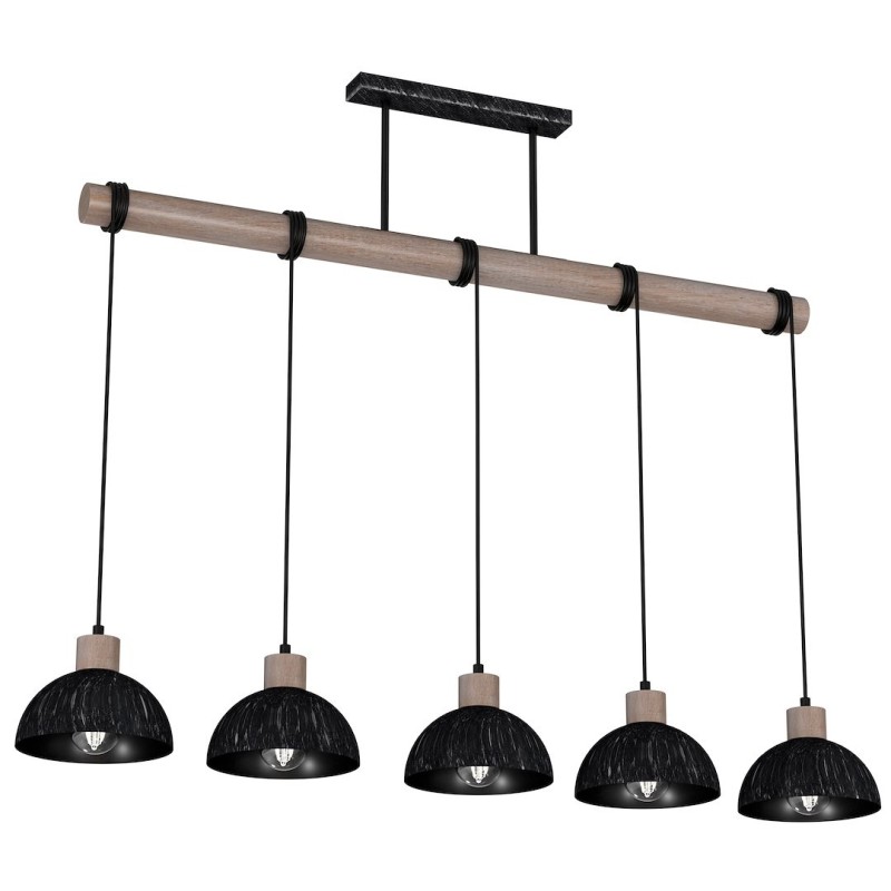 Підвісна лампа ERIK Sawn black/Patinated wood 5XE27