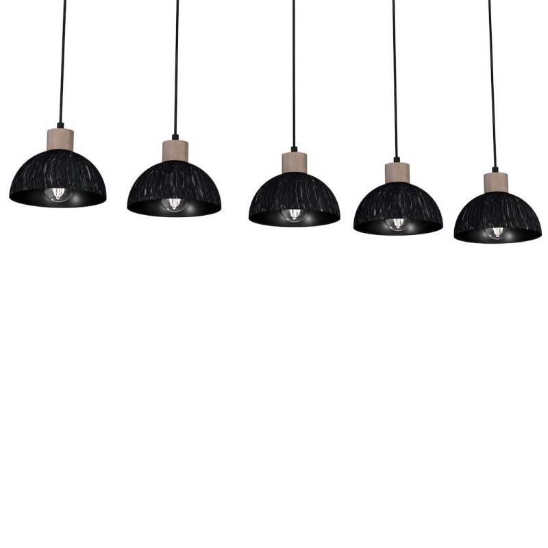 ERIK Hanging Lamp Sawn Black/Patinated Wood 5XE27