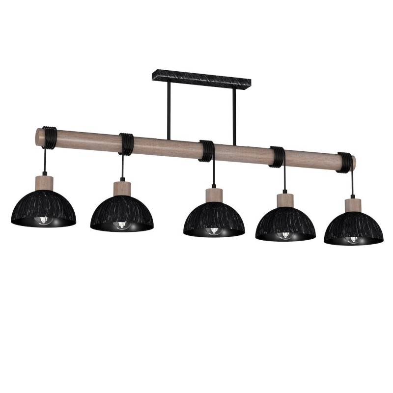 Підвісна лампа ERIK Sawn black/Patinated wood 5XE27