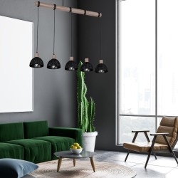 Підвісна лампа ERIK Sawn black/Patinated wood 5XE27