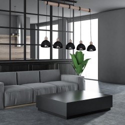 Hängelampe ERIK Sawn Black/Patiniertes Holz 5XE27