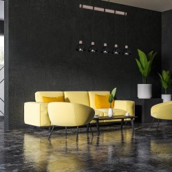 Lámpara colgante ERIK Sawn black/Madera patinada 5XE27