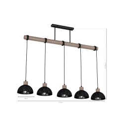Підвісна лампа ERIK Sawn black/Patinated wood 5XE27